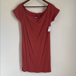 Old Navy Red Short Sleeve Off The Shoulder Dress